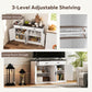 55" Buffet Cabinet, Farmhouse Sideboard with 1.2" Thick Top, 4 Barn Doors, 2 Drawers and 2 Adjustable Shelves, White