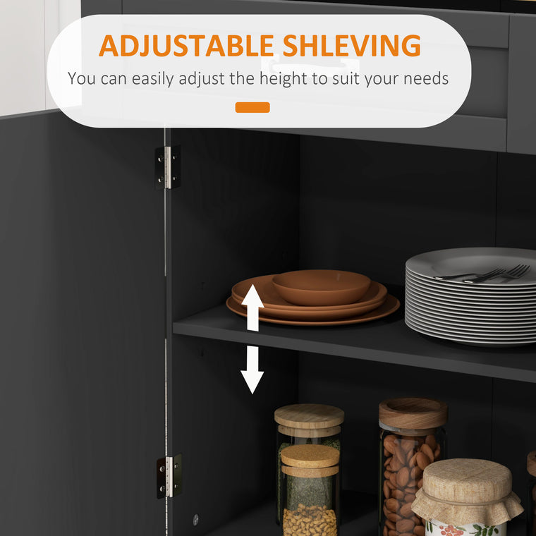 Foldable Rolling Kitchen Island with Drop-Leaf Top - Black
