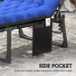 29.5" Wide Folding Chaise Lounge Chair Outdoor Tanning Chair Set of 2, Camping Cot with Cushion, Side Pocket, Grey/Blue