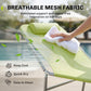 Outdoor Lounge Chair, Portable Adjustable Reclining Seat Folding Chaise Lounge Patio Camping Beach Tanning Chair Bed with Pillow, Light Green