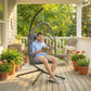 Hanging Egg Chair with Stand, Foldable Wicker Rattan Swing Chair with Thick Cushion and Safety Rope, Grey