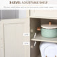Farmhouse Kitchen Storage Cabinet, Sideboard Buffet Cabinet with 2 Rustic Barn Doors and Drawer, White