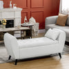 Upholstered Storage Bench with Arms, Modern Ottoman Bench for Bedroom, Entryway, and Living Room, Cream White
