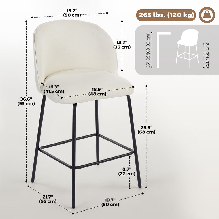 Counter Height Linen Bar Stools Set of 2