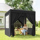 6.6'x6.6' Pop Up Canopy Tent with Sidewalls, Instant Sun Shelter Camping Gazebo with Carry Bag, Black