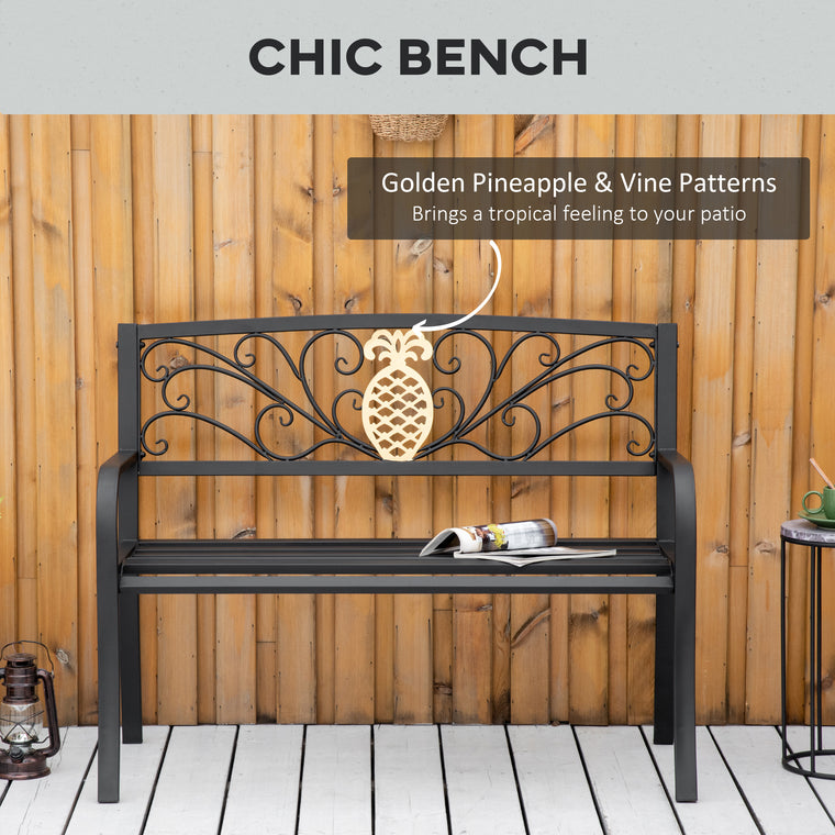 Black & Gold 45" Steel Garden Loveseat
