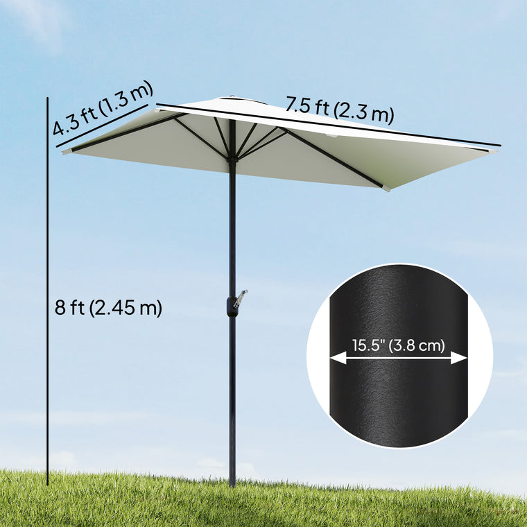 8ft Cream White Half Umbrella with 5 Ribs