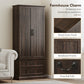 72" LED Kitchen Pantry Cabinet, Buffet Storage Cabinet with 10 Door Shelves, 2 Drawers and Adjustable Shelves, Brown