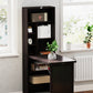 Fold-out Convertible Office Desk, Wall Mount Computer Desk with Blackboard and Side Shelf, Brown