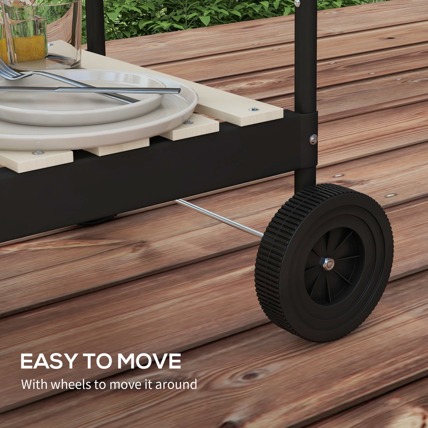 Charcoal Barbecue Grill with Adjustable Grill Height, Portable BBQ Trolley with Ash Catcher and Wheels, Black
