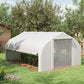 13 x 9.8ft Walk-in Polytunnel Greenhouse, Zipped Roll Up Sidewalls, Mesh Door, 8 Mesh Windows, Plant Labels and Gloves, Wind Resistance, White