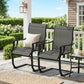 C Spring Motion Patio Chairs Set of 2 with Curved High Backrest, Armrest, All Weather Breathable Fabric, Metal Frame - Light Grey