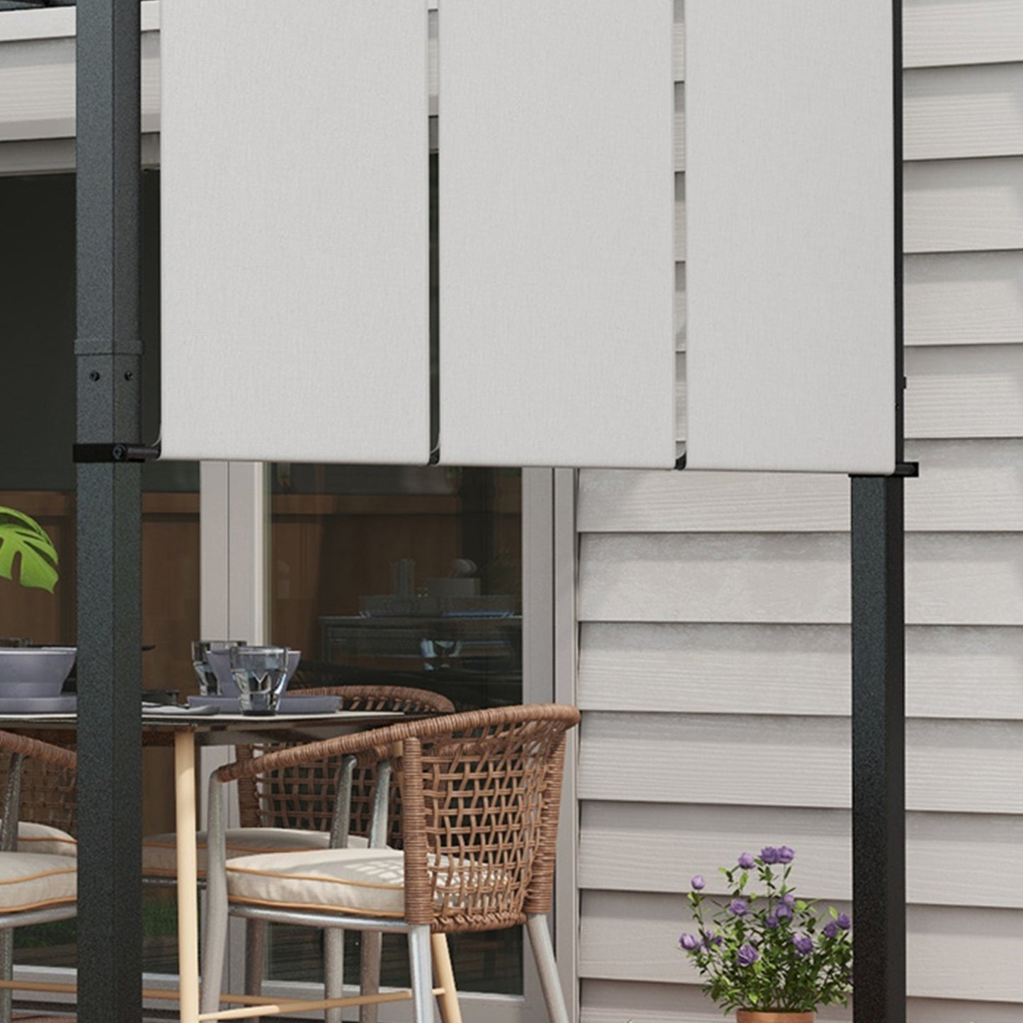 Metal Pergola, Outdoor Pergola with Retractable Canopy, for Garden, Patio, Backyard, Deck