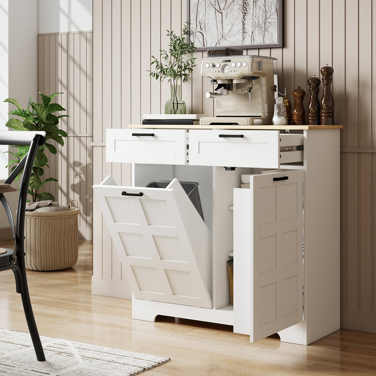 13-Gallon Tilt-Out Trash Cabinet with Drawers