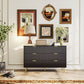 Modern Chest of Drawers 6 Drawer Dresser for Bedroom with Gold Legs and Handles, Black