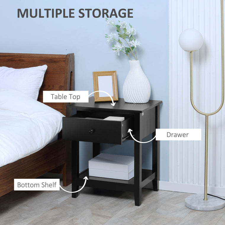 Nightstand with Drawer and Storage Shelf