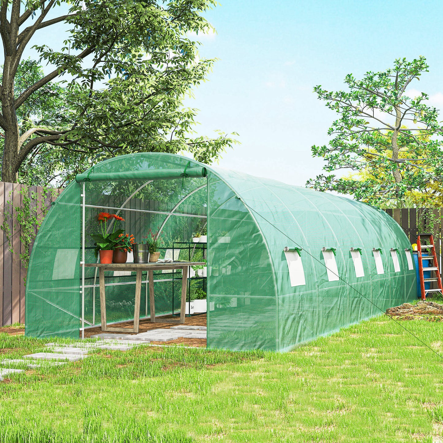 26' x 10' x 6.6' Large Walk in Tunnel Greenhouse Garden Plant Seed Green House Premium Steel Frame