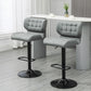 Swivel PU Leather Barstools Set of 2 Adjustable Bar Stools with Footrest Back for Kitchen Counter Dining Room Grey