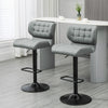 Swivel PU Leather Barstools Set of 2 Adjustable Bar Stools with Footrest Back for Kitchen Counter Dining Room Grey