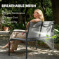 Outdoor Garden Bench, 44 in Metal Patio Garden Park Bench with Breathable Mesh Fabric, 528 lb Load Capacity, Grey