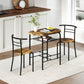 Dining Table Set of 3, Kitchen Table and Chairs Set for 2 with Shelf, Living Room Rustic Brown