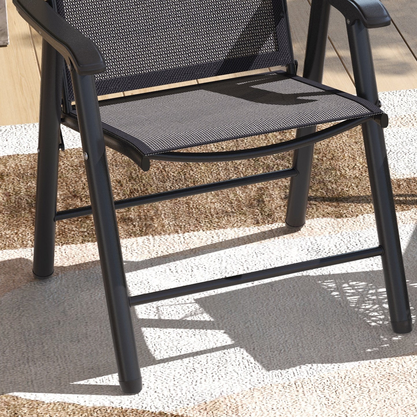 2-Piece Folding Chair Set for Relaxing on Patio Balcony Garden, Comfortable Outdoor Furniture with Armrests, Dark Grey