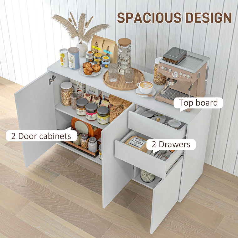 Coffee Bar Sideboard Cabinet with 2 Drawers - White