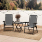 3 Pieces Patio Bistro Set, Outdoor Folding Table and Chairs Set, Metal Patio Furniture Set with Cup Holders