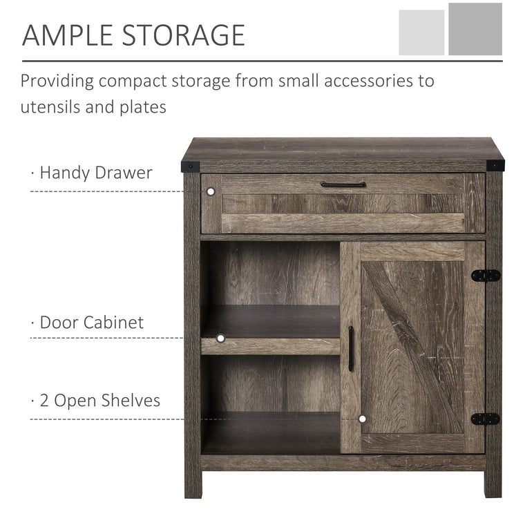 Rustic Barn Door Buffet Sideboard - Dark Oak