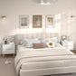 Nightstands Set of 2, Bedside Table with 2 Drawers, Modern Side End Table with Solid Wood Legs for Bedroom, White