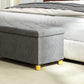Storage Ottoman Bench, Velvet Upholstered Foldable Ottoman Footrest, Foot Stool with Wood Legs for Living Room, Bedroom