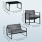 4 Piece Outdoor Furniture Set, Patio Conversation Set with Tempered Glass Table, Loveseat, Chairs, Cushions, Light Grey