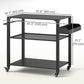 3-Tier Outdoor Grill Dining Cart with Storage Rack, Pizza Oven Stand with Side Handle, 4 Wheels for Backyard Party