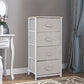 Linen Drawer Cabinet Organizer Storage Dresser Tower with 4 Removable Drawer Metal Frame Adjustable Feet for Living Room, Kitchen, Bathroom, White