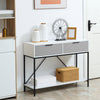 Modern Console Table with 2 Drawers, 2 Tier Entryway Table with storage Shelf, Narrow Sofa Table for Living Room, Hallway, White