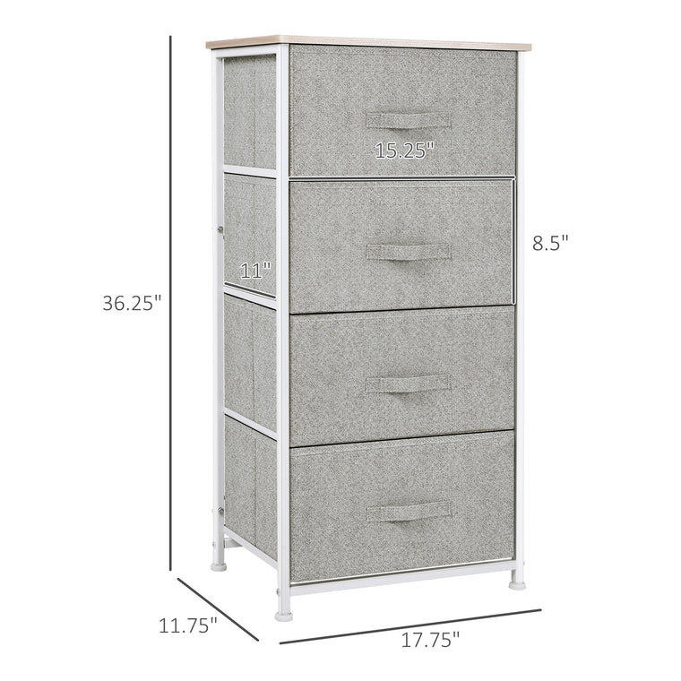 4-Drawer Storage Dresser Tower with Metal Frame
