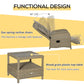3 Pieces Patio Wicker Bistro Set, PE Rattan Coffee Table & Adjustable Recline Chairs Furniture Set with Cushions and Wood Grain Plastic Top, Grey