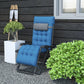 Padded Folding Recliner Chair, Patio Lounger with Cupholder, Adjustable Backrest, Removable Cushion, Navy Blue