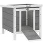 Wooden Rabbit Hutch, Bunny Cage with Waterproof & Openable Asphalt Roof, Outdoor Cat House Guinea Pig Cage Duck Shelter, Indoor Outdoor Use, 20" x 16.5" x 17", Grey