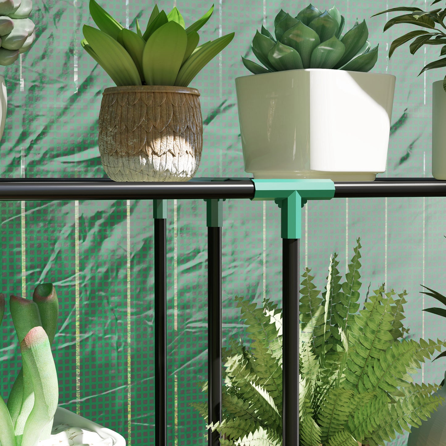 Mini Greenhouse with 3 Tier Shelves, 3 Roll-Up Doors for Indoor Outdoor, Green