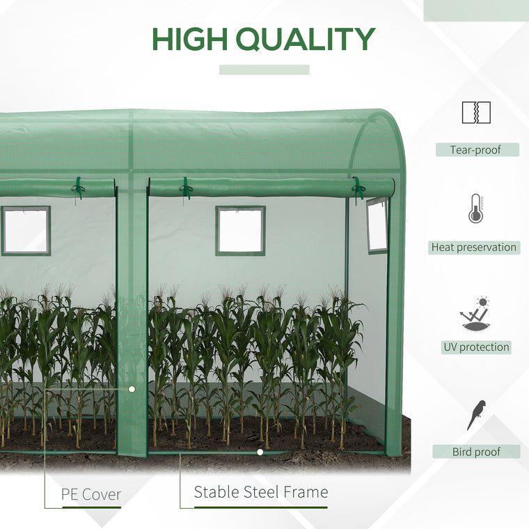 9.8' x 3.3' x 6.6' Green Steel Greenhouse Tent with 2 Doors