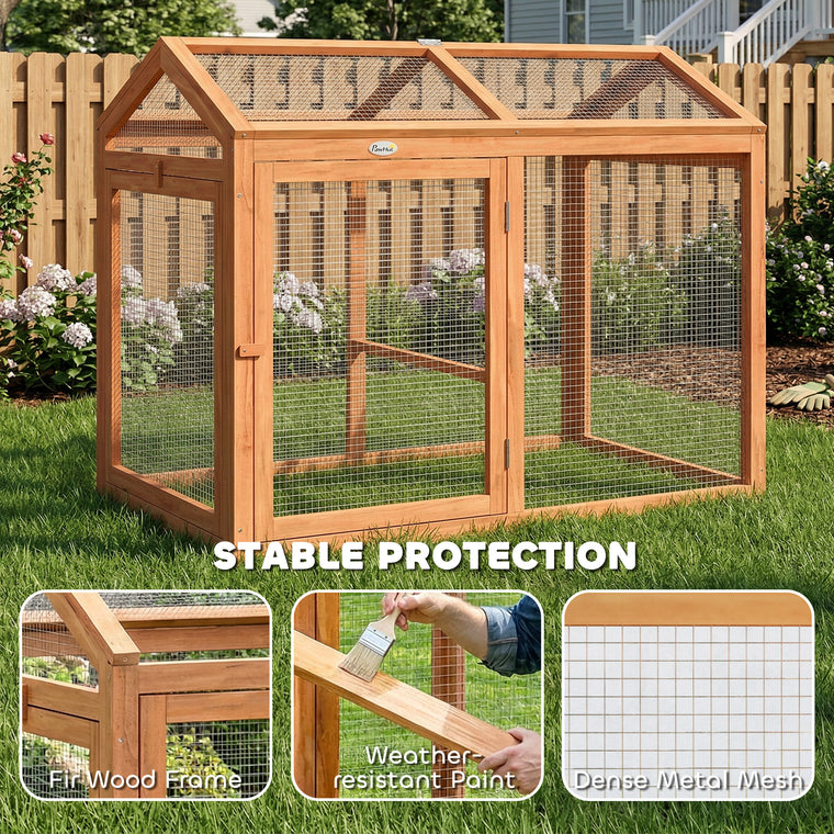 Wooden Chicken Coop with Perch & Dual Doors