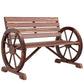 42" Wood Wagon Wheel Bench Garden Loveseat Rustic Seat Relaxing Lounge Chair Outdoor Decorative Seat Park Decor, Brown