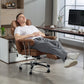 400LBS Massage Office Chair, Executive Office Chair with 6-Point Vibration, Footrest and Lumbar Support, Brown