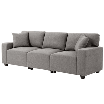 3-Seater Sofa with Storage Pockets - Grey