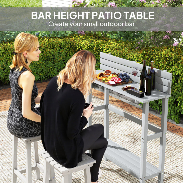 110cm Rectangle Bar Table with Built-In Footrest