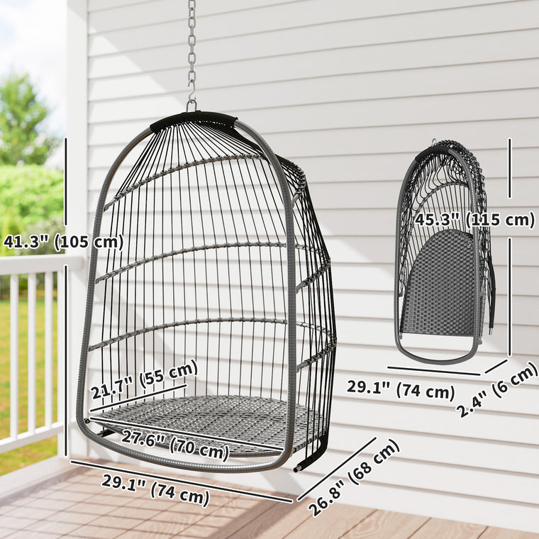 Foldable Rattan Garden Swing Chair with Headrest