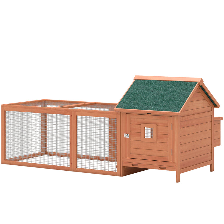72" Wooden Chicken Coop with Run & Nesting Box