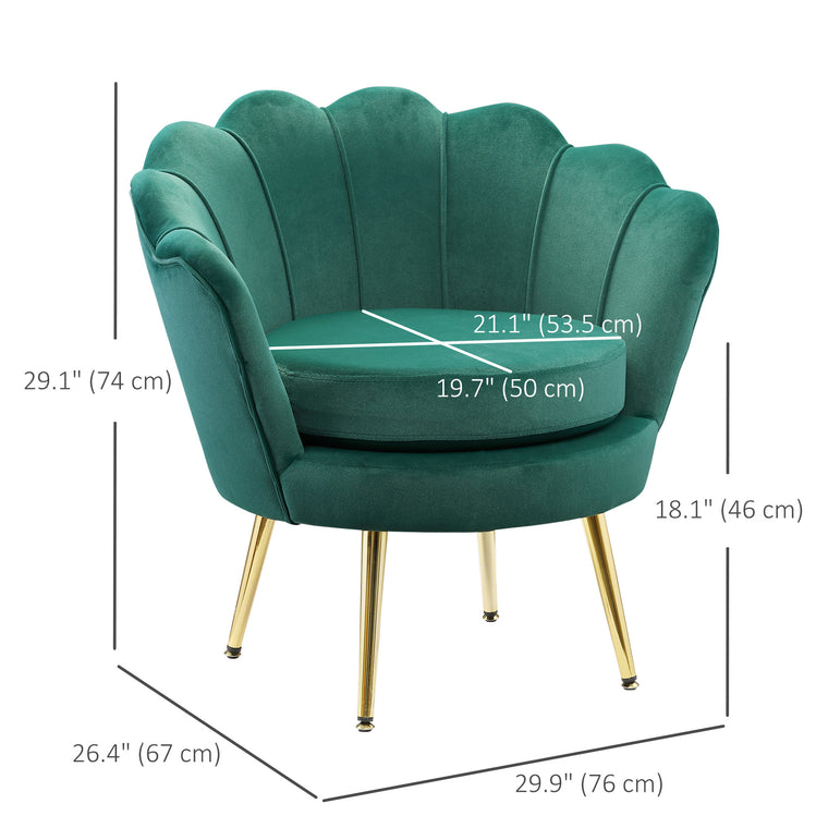 Velvet Accent Chair with Gold Legs