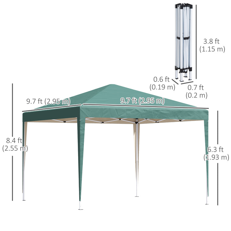 10' x 10' Dark Green Folding Pop Up Tent with Carrying Bag